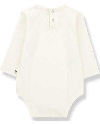 1 + in the family Body a Maniche Lunghe Loane - Ecru - Cotone Bio Elasticizzato Body Manica Lunga