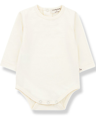 1 + in the family Body a Maniche Lunghe Loane - Ecru - Cotone Bio Elasticizzato GOTS Body Manica Lunga