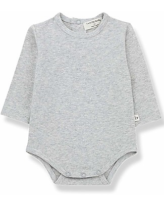 1 + in the family Body a Maniche Lunghe Loane - Grigio - Cotone Bio Elasticizzato Body Manica Lunga