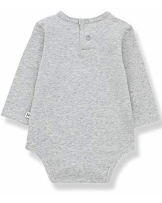 1 + in the family Body a Maniche Lunghe Loane - Grigio - Cotone Bio Elasticizzato GOTS Body Manica Lunga