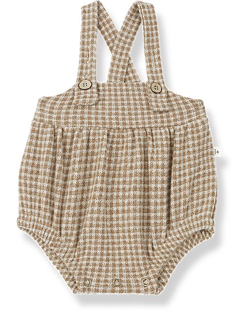 1 + in the family Body Pagliaccetto Boris - Caramello - Pile di Cotone Jacquard Vichy Salopette