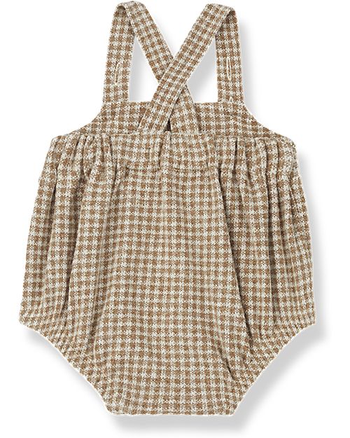 1 + in the family Body Pagliaccetto Boris - Caramello - Pile di Cotone Jacquard Vichy Salopette