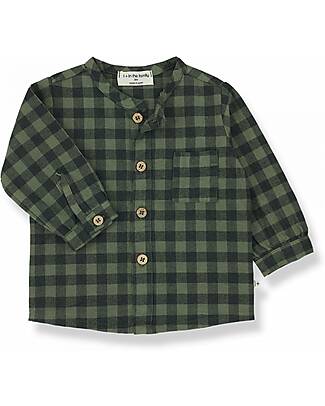 1 + in the family Camicia Maniche Lunghe - Quadri Grigio - 100% Flanella di Cotone Maglie Manica Lunga