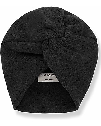 1 + in the family Cappellino Turbante con Nodo Frontale Dora - Pile Riciclato Extra Morbido - Charcoal Cappelli Invernali