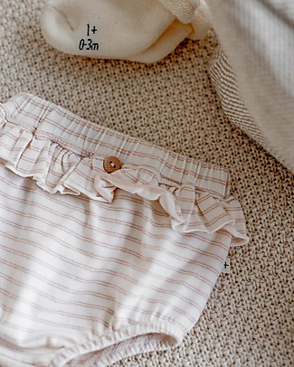 1 + in the family Culotte Bimba a Righe Sio - Rosa Blush - Cotone Bielastico Slip