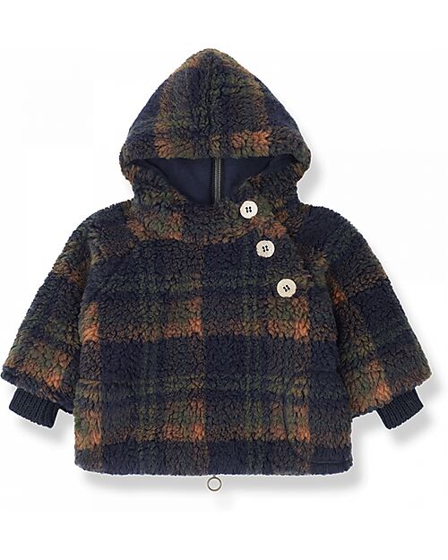 1 + in the family Giacca con Cappuccio - Blu Navy - Simil Pelliccia Giacche