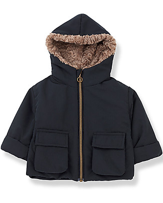 1 + in the family Giacca con Cappuccio e Fodera in Eco Pelliccia Jack - Carbone Cappotti