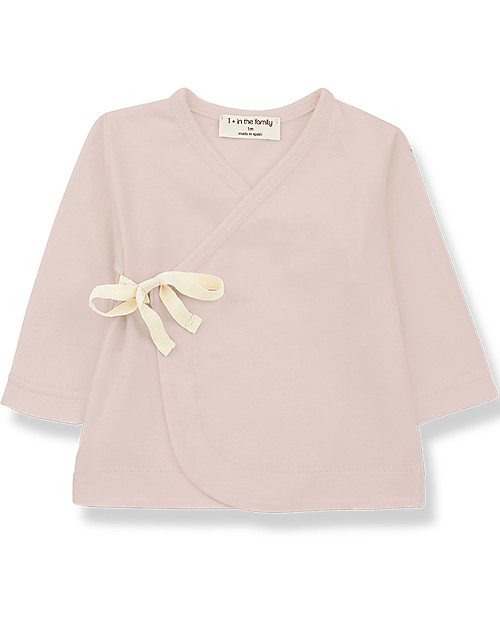 1 + in the family Maglia Baby Incrociata Babette - Nude - Cotone Bio Morbidissimo Maglie Manica Lunga