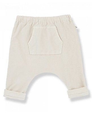 1 + in the family Pantaloni Baggy in Micro Velluto Genis - Bianco Alabastro - 100% Cotone Bio Abiti Da Cerimonia