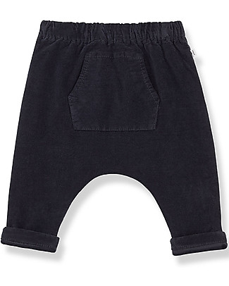 1 + in the family Pantaloni Baggy in Micro Velluto Genis - Carbone - 100% Cotone Bio Pantaloni Lunghi
