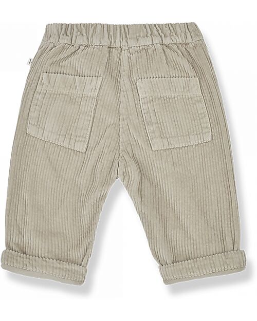 1 + in the family Pantaloni - Tortora - 100% Velluto di Cotone Tinto in Capo Pantaloni Lunghi