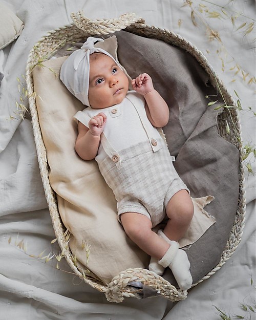 1 + in the family Salopette a Quadri Mara - Grigio - 100% Cotone Salopette