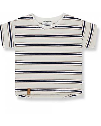 1 + in the family T-Shirt a Righe - Panna e Blu - Cotone T-shirt