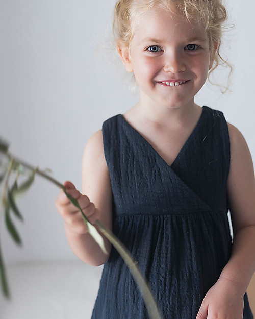 1 + in the family Tutina Salopette con Bottoni in Legno Milena - Grafite - 100% Cotone Salopette