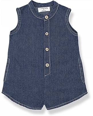1 + in the family Tutina Smanicata Con Bottoni - Jeans Scuro - 100% Cotone Tutine Corte