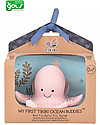 3-in-1 Sonaglio Polpo, Massaggiagengive, Gioco da Bagno, Ocean Buddies, Confezione Regalo - 100% Caucciù Naturale