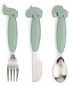 Set 3 Posate Anti-Scivolo - Forchetta, Cucchiaio e Coltello - Verde - Silicone Alimentare e Acciaio inossidabile Set 3 Posate Anti-Scivolo - Forchetta, Cucchiaio e Coltello - Verde - Silicone Alimentare e Acciaio inossidabile