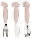 Set 3 Posate Anti-Scivolo - Forchetta, Cucchiaio e Coltello - Cipria - Silicone Alimentare e Acciaio inossidabile Set 3 Posate Anti-Scivolo - Forchetta, Cucchiaio e Coltello - Cipria - Silicone Alimentare e Acciaio inossidabile