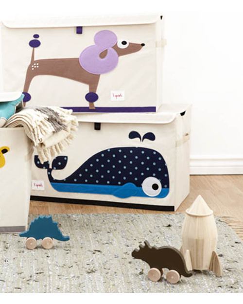 3 Sprouts Baule Portagiochi - Balena - Riordina la Cameretta con Fantasia Contenitori Porta Giochi