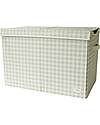 3 Sprouts Baule Portagiochi Ripiegabile - Gingham - Beige - 100% Poliestere Riciclato - 62x38x38cm Contenitori Porta Giochi
