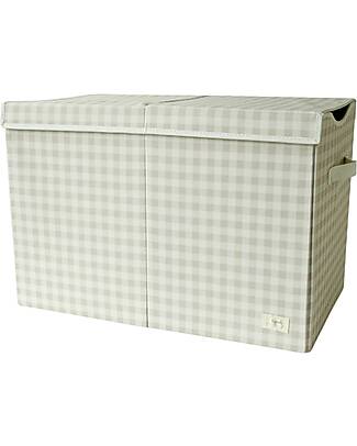 3 Sprouts Baule Portagiochi Ripiegabile - Gingham - Beige - 100% Poliestere Riciclato - 62x38x38cm Contenitori Porta Giochi