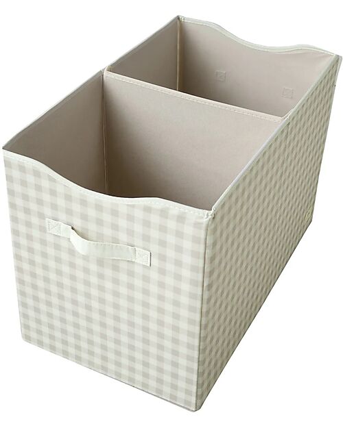 3 Sprouts Baule Portagiochi Ripiegabile - Gingham - Beige - 100% Poliestere Riciclato - 62x38x38cm Contenitori Porta Giochi