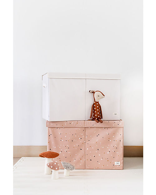 3 Sprouts Baule Portagiochi Ripiegabile - Terrazzo Argilla - 100% Poliestere Riciclato -  62x38x38cm Contenitori Porta Giochi