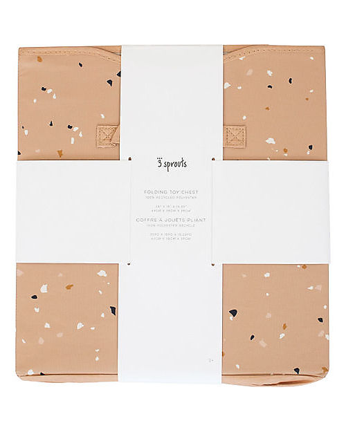 3 Sprouts Baule Portagiochi Ripiegabile - Terrazzo Argilla - 100% Poliestere Riciclato -  62x38x38cm Contenitori Porta Giochi