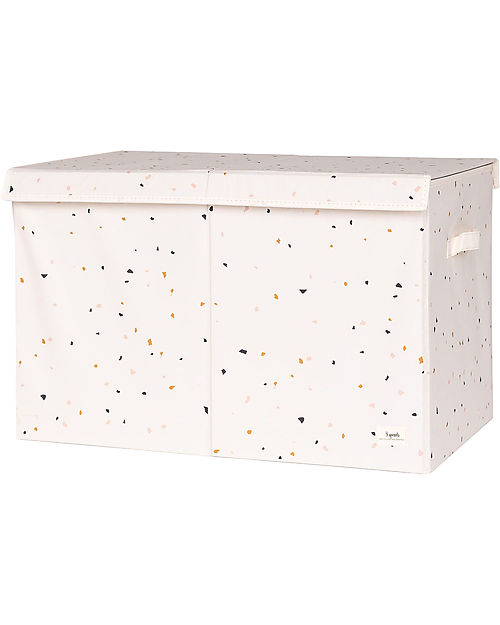 3 Sprouts Baule Portagiochi Ripiegabile - Terrazzo Crema - 100% Poliestere Riciclato -  62x38x38cm Contenitori Porta Giochi