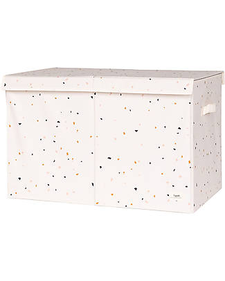 3 Sprouts Baule Portagiochi Ripiegabile - Terrazzo Crema - 100% Poliestere Riciclato -  62x38x38cm Contenitori Porta Giochi