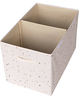 3 Sprouts Baule Portagiochi Ripiegabile - Terrazzo Crema - 100% Poliestere Riciclato -  62x38x38cm Contenitori Porta Giochi