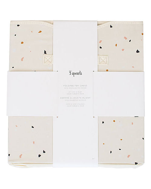3 Sprouts Baule Portagiochi Ripiegabile - Terrazzo Crema - 100% Poliestere Riciclato -  62x38x38cm Contenitori Porta Giochi