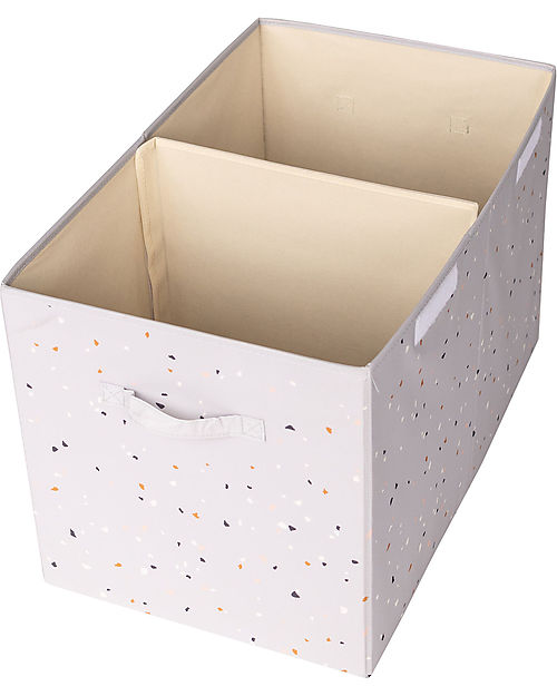 3 Sprouts Baule Portagiochi Ripiegabile - Terrazzo Grigio Chiaro - 100% Poliestere Riciclato -  62x38x38cm Contenitori Porta Giochi