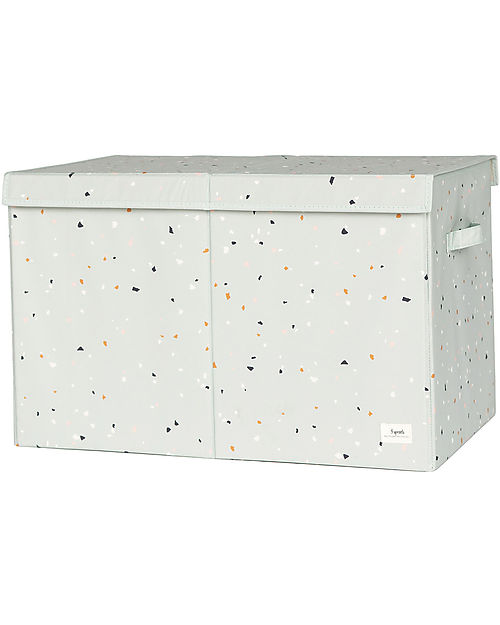 3 Sprouts Baule Portagiochi Ripiegabile - Terrazzo Verde - 100% Poliestere Riciclato -  62x38x38cm Contenitori Porta Giochi