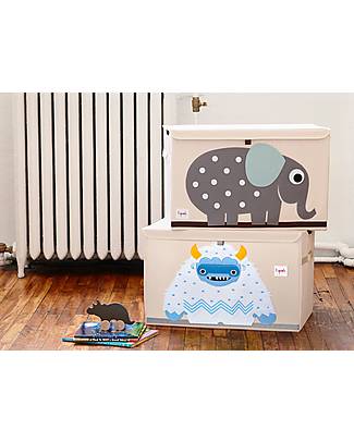 3 Sprouts Baule Portagiochi - Yeti - Blu - 61 x 37 x 38 cm - Riordina la Cameretta con Fantasia Contenitori Porta Giochi