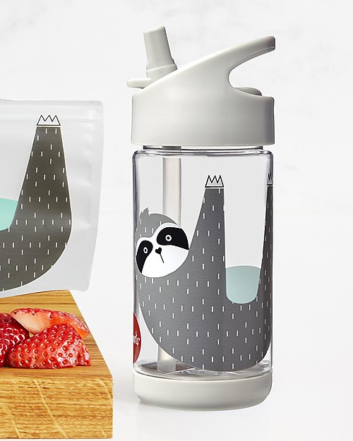 3 Sprouts Borraccia con Cannuccia di Silicone - Bradipo - 350 ml - senza BPA e ftalati Borracce non Termiche