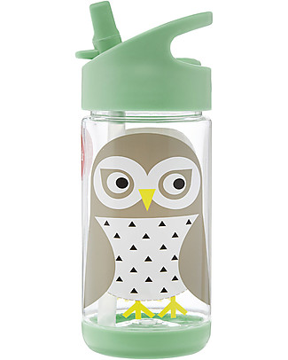 3 Sprouts Borraccia con Cannuccia di Silicone - Gufo - 350 ml - senza BPA e ftalati Borracce senza BPA