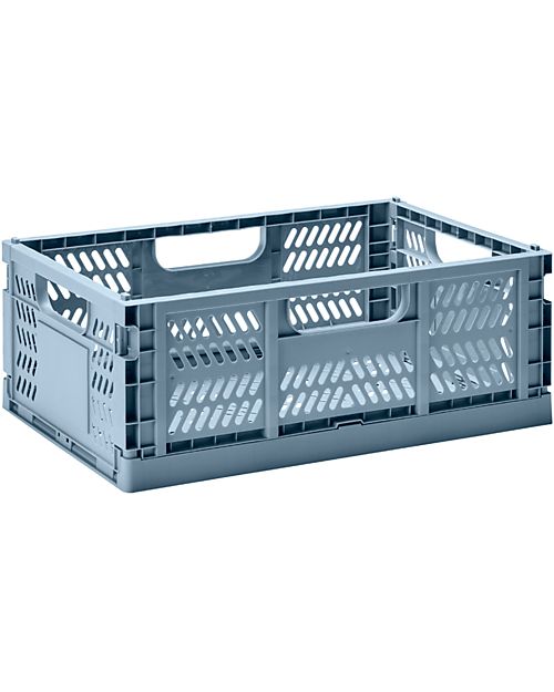 3 Sprouts Cassetta Portaoggetti Ripiegabile e Impilabile - Plastica Riciclata - Large - Blu - 43,18 x 29,21 x 17,78 cm Contenitori Portaoggetti