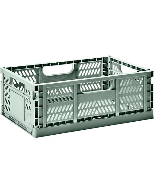 3 Sprouts Cassetta Portaoggetti Ripiegabile e Impilabile - Plastica Riciclata - Large - Verde - 43,18 x 29,21 x 17,78 cm Contenitori Portaoggetti