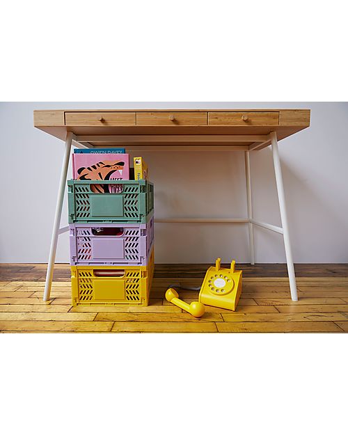 3 Sprouts Cassetta Portaoggetti Ripiegabile e Impilabile - Plastica Riciclata - Large - Verde - 43,18 x 29,21 x 17,78 cm Contenitori Portaoggetti