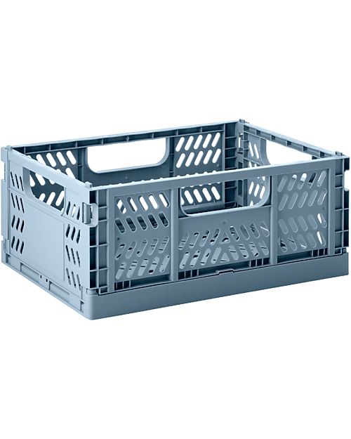 3 Sprouts Cassetta Portaoggetti Ripiegabile e Impilabile - Plastica Riciclata - Medium - Blu - 27,94 x 21,59 x 12,7 cm Contenitori Portaoggetti