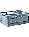 3 Sprouts Cassetta Portaoggetti Ripiegabile e Impilabile - Plastica Riciclata - Medium - Blu - 27,94 x 21,59 x 12,7 cm Contenitori Portaoggetti