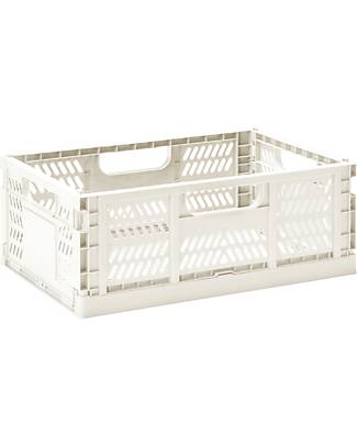 3 Sprouts Cassetta Portaoggetti Ripiegabile e Impilabile - Plastica Riciclata - Medium - Crema - 27,94 x 21,59 x 12,7 cm Contenitori Portaoggetti