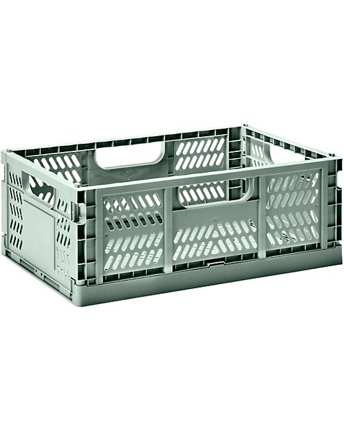 3 Sprouts Cassetta Portaoggetti Ripiegabile e Impilabile - Plastica Riciclata - Medium - Verde - 27,94 x 21,59 x 12,7 cm Contenitori Portaoggetti