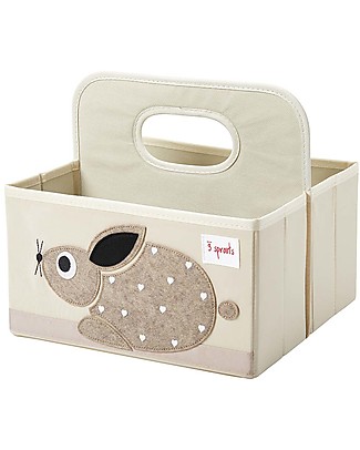 3 Sprouts Cestino Porta Pannolini Salvaspazio - Coniglio Beige - Tela di cotone Fasciatoi_