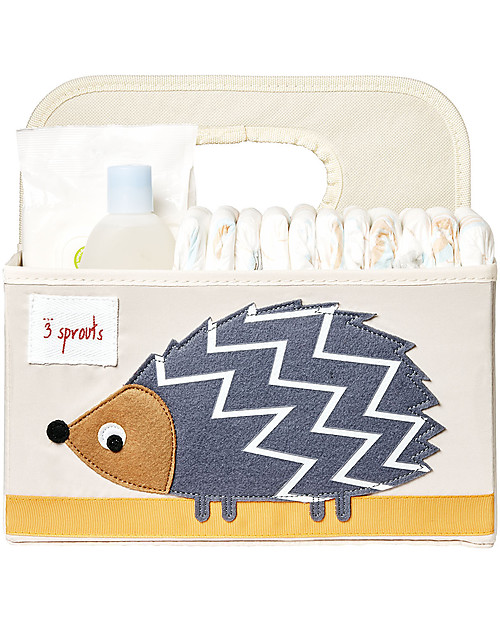 3 Sprouts Cestino Porta Pannolini Salvaspazio - Riccio Grigio - Tela di cotone Contenitori Portaoggetti