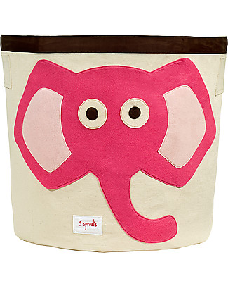 3 Sprouts Cesto Portatutto - Elefante Rosa - 100% Cotone Contenitori Porta Giochi