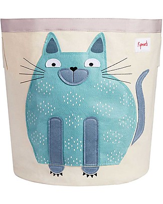 3 Sprouts Cesto Portatutto - Gatto Blu - 100% Cotone Contenitori Porta Giochi_