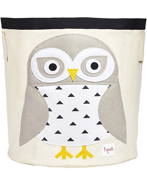3 Sprouts Cesto Portatutto - Gufo Bianco - 100% Cotone Contenitori Porta Giochi