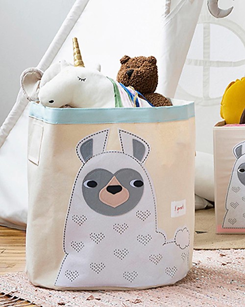 3 Sprouts Cesto Portatutto - Lama - 100% Cotone Contenitori Porta Giochi